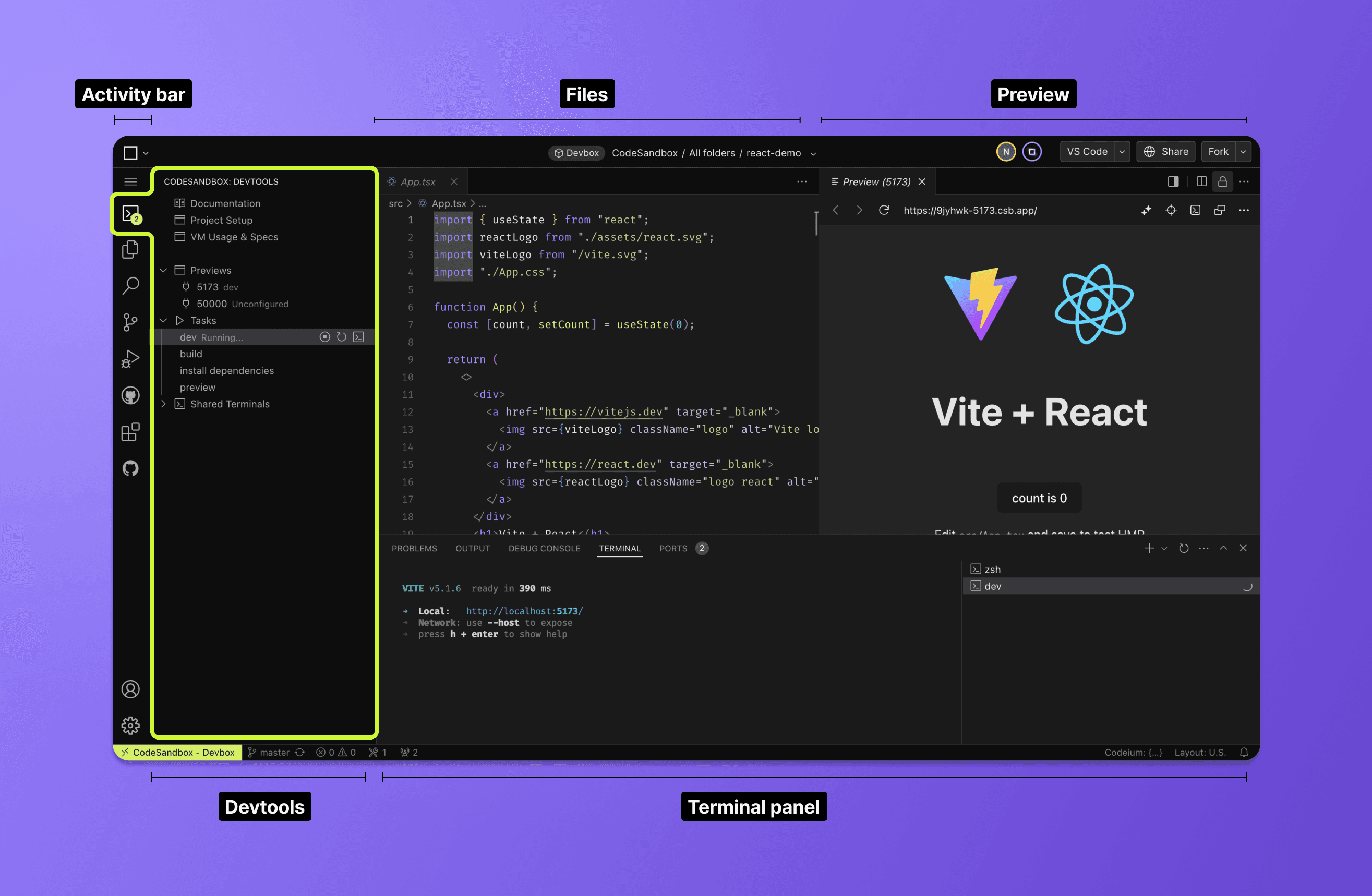 vs code web layout